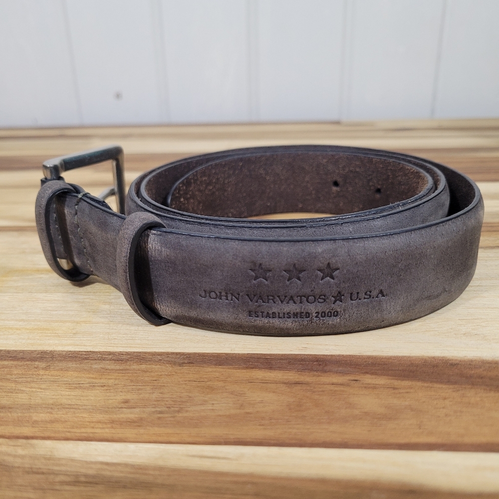 John Varvatos Star Men's Size 40 Genuine Leather Grey Suede Belt Made In USA